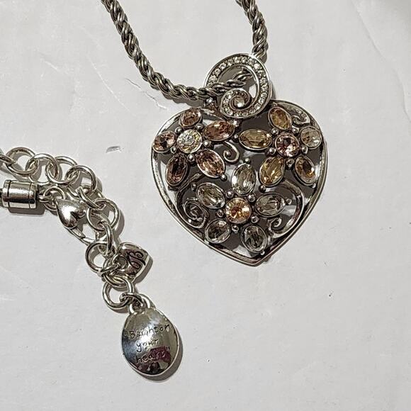 Brighton Garden of Dreams neutral tones silver plated heart necklace - Picture 2 of 5
